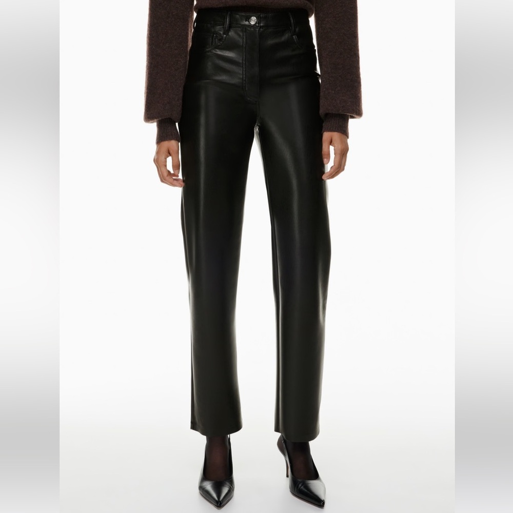 Aritzia Wilfred Melina High-Rise Vegan Leather Pants - Black, Size 8